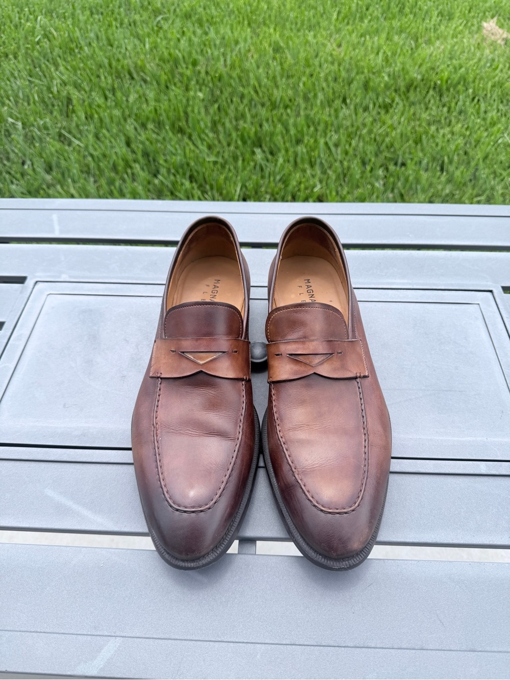 Magnanni Brown Leather Penny Loafers